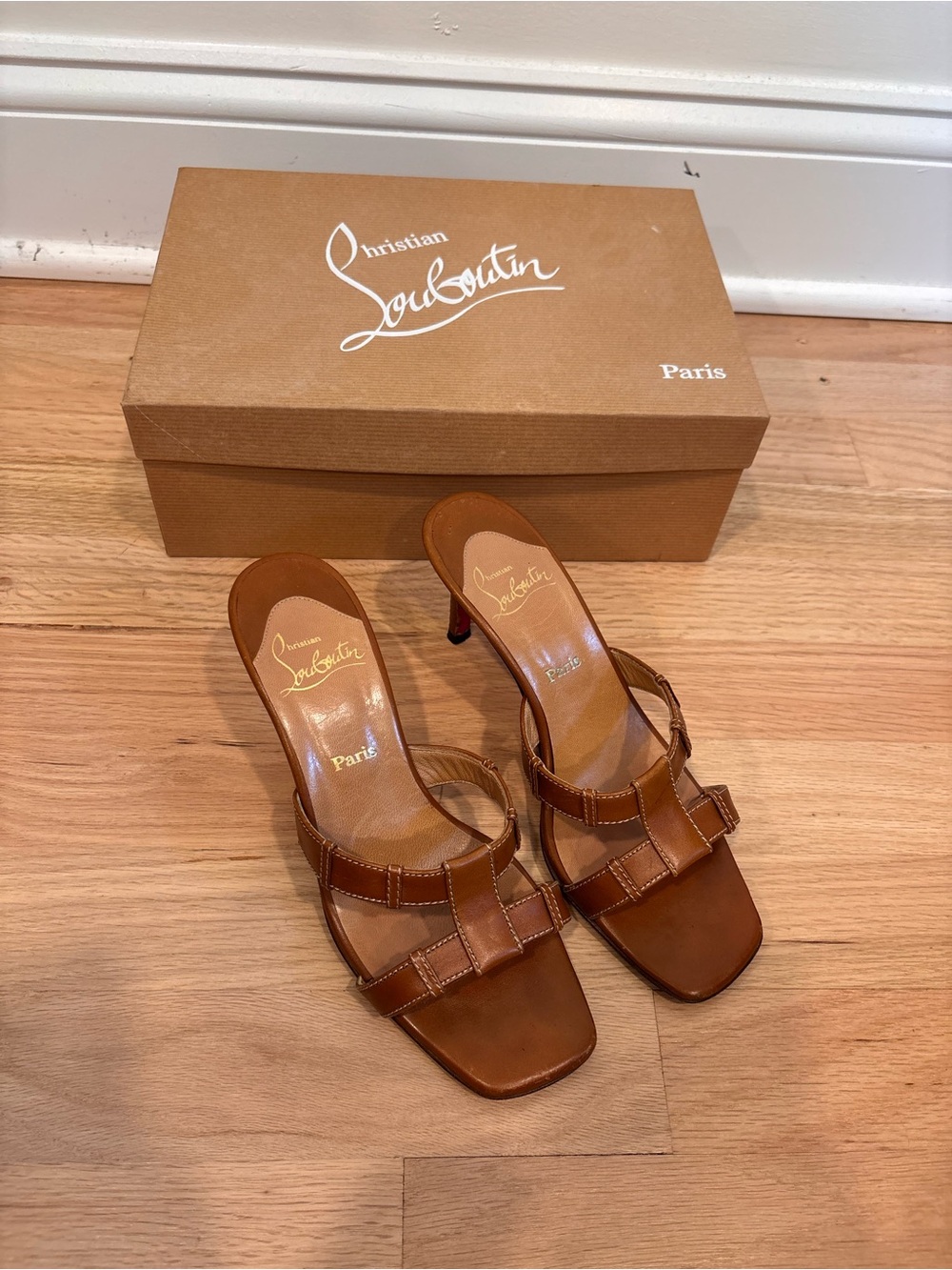 Christian Louboutin brown leather heeled sandals size 36